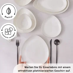 Karaca Red Carpet Collection Streamline Saki Platin 59-teiliges Geschirrset für 12 Personen