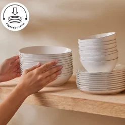 Karaca Red Carpet Collection Streamline Saki Platin 59-teiliges Geschirrset für 12 Personen