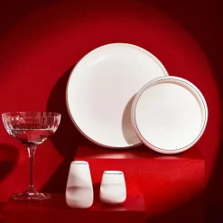 Karaca Red Carpet Collection Streamline New Sunset Gold für 12 Personen Geschirrset, 59 Teilig, New Generation Bone