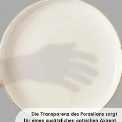 Karaca Red Carpet Collection Streamline New Sunset Gold für 12 Personen Geschirrset, 59 Teilig, New Generation Bone