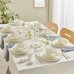 Karaca Red Carpet Collection Stream Bone Merope 53-teiliges 12-Personen Geschirrset Platin