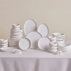 Karaca Red Carpet Collection Streamline New Hole Gold Geschirrset, 59 Teilig, New Generation Bone