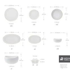 Karaca Red Carpet Collection Streamline New Hole Gold Geschirrset, 59 Teilig, New Generation Bone