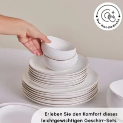 Karaca Red Carpet Collection Streamline New Hole Gold Geschirrset, 59 Teilig, New Generation Bone