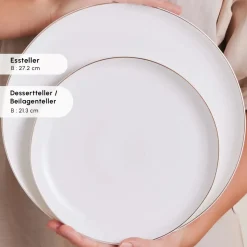 Karaca Red Carpet Collection Streamline New Hole Gold Geschirrset, 59 Teilig, New Generation Bone