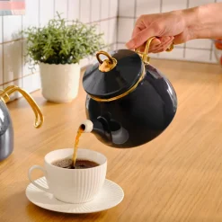 Karaca Retro Emaille Teekannen- Set, Anthrazit