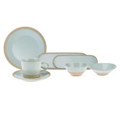 Karaca Rochelle 32 Teilige für 6 Personen Frühstücksset und Servierschalen Porzellan