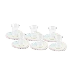 Karaca Rory 12-teiliges Glas Türkisches Teeset für 6 Personen, 14 cm