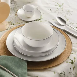 Karaca Rowan für 12 Personen New Generation Bone Geschirrset, 69 Teilig, Platin