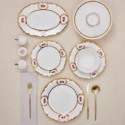 Karaca Royal Bone China Elizabeth 55-teiliges Tafelservice für 12 Personen, Gold