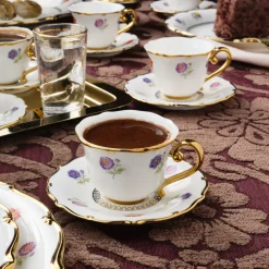 Karaca Royal Bone Diana Kaffeetassenset für 6 Personen, 90 ml