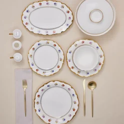 Karaca Royal Bone Diana 55-teiliges 12-Personen-Geschirrset Gold