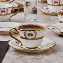 Karaca Royal Bone Elizabeth Kaffeetassenset für 6 Personen, 90 ml