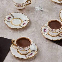 Karaca Royal Bone Elizabeth Kaffeetassenset für 6 Personen, 90 ml