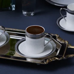 Karaca Royal Bone Kate Kaffeetassenset für 6 Personen, 90 ml