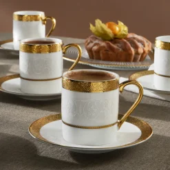 Karaca Royal Bone Victoria Kaffeetassenset für 6 Personen, 90 ml