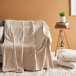 Karaca Ruby Stripe Wellsoft Doppel Decke, Ecru