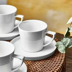 Karaca Salvare für 6 Personen Teetasse und Untertasse Set, 12 Teilig, New Generation Bone, 260 ml, Weiß
