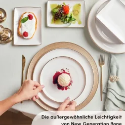 Karaca Santo für 6 Personen Geschirrset 18 Teilig, New Generation Bone, Weiß Gold