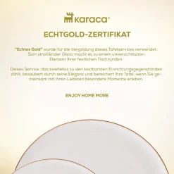 Karaca Santo für 6 Personen Geschirrset 18 Teilig, New Generation Bone, Weiß Gold
