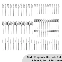 Karaca Sedir Elegance Besteckset für 12 Personen, 84 Teilig