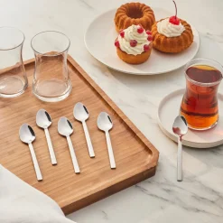 Karaca Sedir Silber 6-teiliges Teelöffel-Set in Box