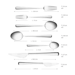 Karaca Serena 84-teilige Edelstahlbesteckset für 12 Personen, Silber
