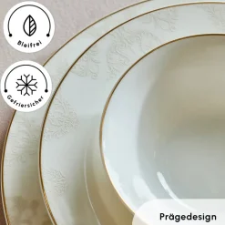 Karaca Siena 56 Teilig 12 Personen New Generation Bone Gold Geschirrset