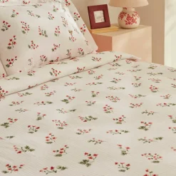 Karaca Silvie 100% Baumwolle Tagesdecke Set, Rot