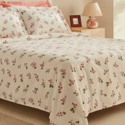 Karaca Silvie 100% Baumwolle Doppelbett-Tagesdecke Set, Rot