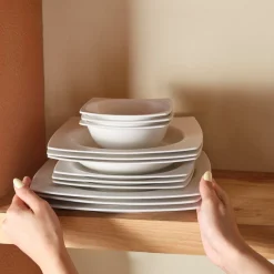 Karaca Square Bone Bridal 60-teiliges Tafelservice für 12 Personen