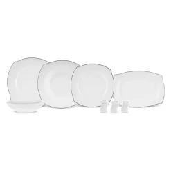 Karaca Square Bone Eterno 53-teiliges 12-Personen Geschirrset Platin