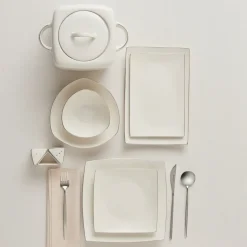 Karaca Square Bone Lucia 60-teiliges Tafelservice für 12 Personen – Gold