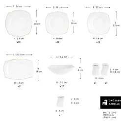 Karaca Square Bone Wave 53-Teiliges 12-Personen Geschirrset Gold