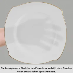 Karaca Square Bone Wave 53-Teiliges 12-Personen Geschirrset Gold