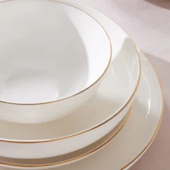 Karaca Stream Bone China Favaro 53-teiliges Tafelservice für 12 Personen, Gold