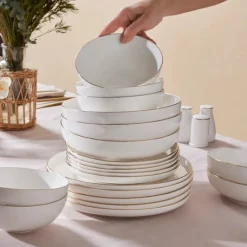 Karaca Stream Bone China Favaro 53-teiliges Tafelservice für 12 Personen, Gold