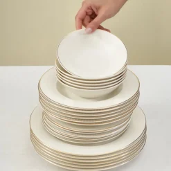 Karaca Stream Bone Massimo 24 Teiliges Gold Essgeschirr Set