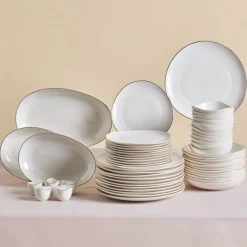 Karaca Stream Bone Middle 53-teiliges Tafelservice für 12 Personen Gold