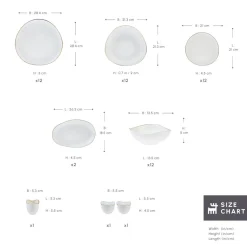 Karaca Stream Bone Middle 53-teiliges Tafelservice für 12 Personen Gold