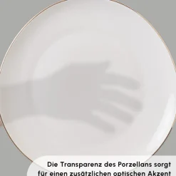 Karaca Stream Bone Middle 53-teiliges Tafelservice für 12 Personen Gold