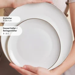 Karaca Stream Bone Middle 53-teiliges Tafelservice für 12 Personen Gold