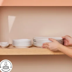 Karaca Stream Bone Middle 34-teiliges Frühstücksset für 6 Personen – Weiß