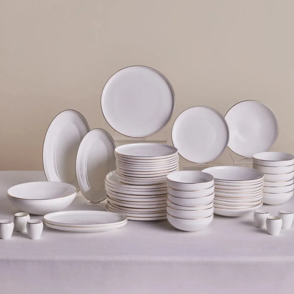 Karaca Stream Bone New Meridian 59-Teiliges 12-Personen Geschirrset Gold