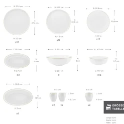 Karaca Stream Bone New Meridian 59-Teiliges 12-Personen Geschirrset Gold