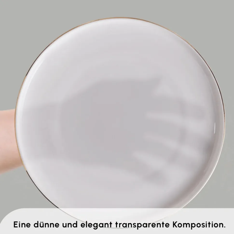 Karaca Stream Bone New Meridian 59-Teiliges 12-Personen Geschirrset Gold