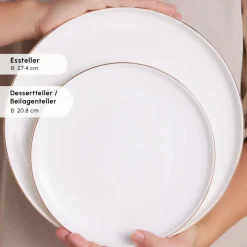 Karaca Stream Bone New Meridian 59-Teiliges 12-Personen Geschirrset Gold