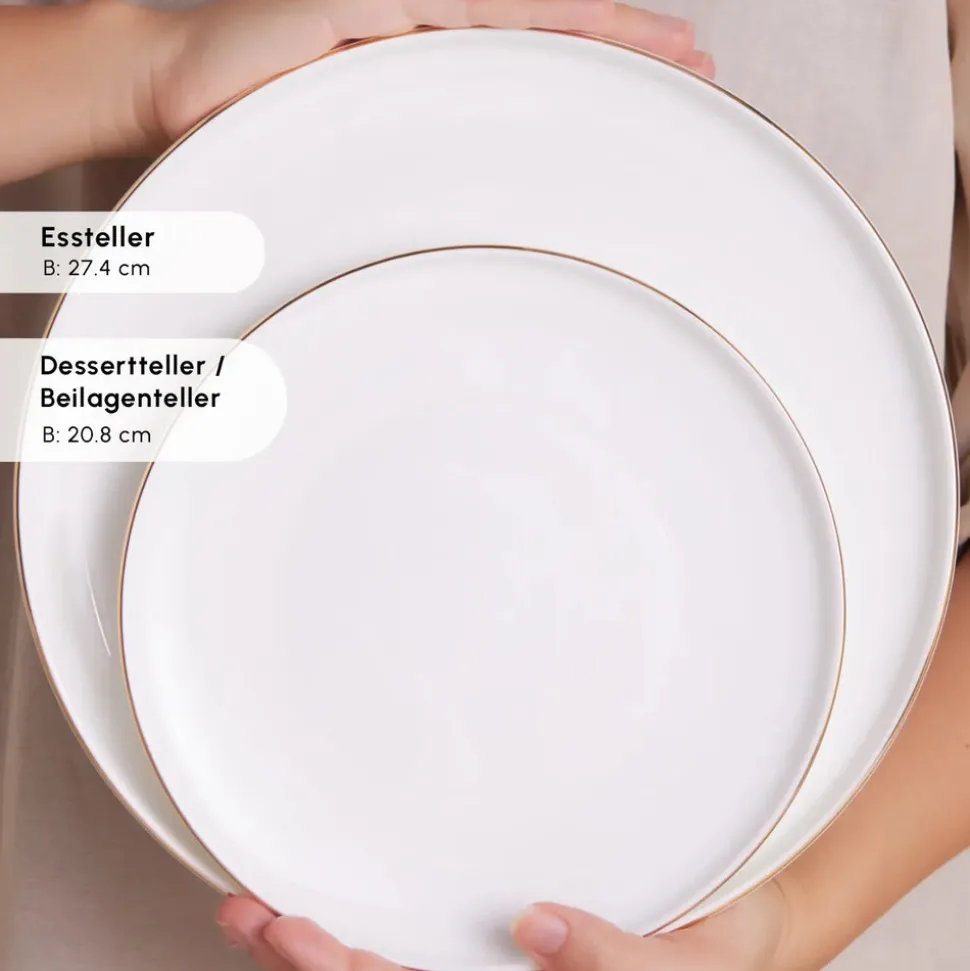 Karaca Stream Bone New Meridian 59-Teiliges 12-Personen Geschirrset Gold