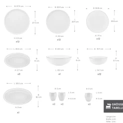Karaca Stream Bone New Meridian 59-Teiliges 12-Personen Geschirrset Platin