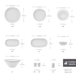 Karaca Stream Bone New Saturn 59-Teiliges 12-Personen Geschirrset Platin